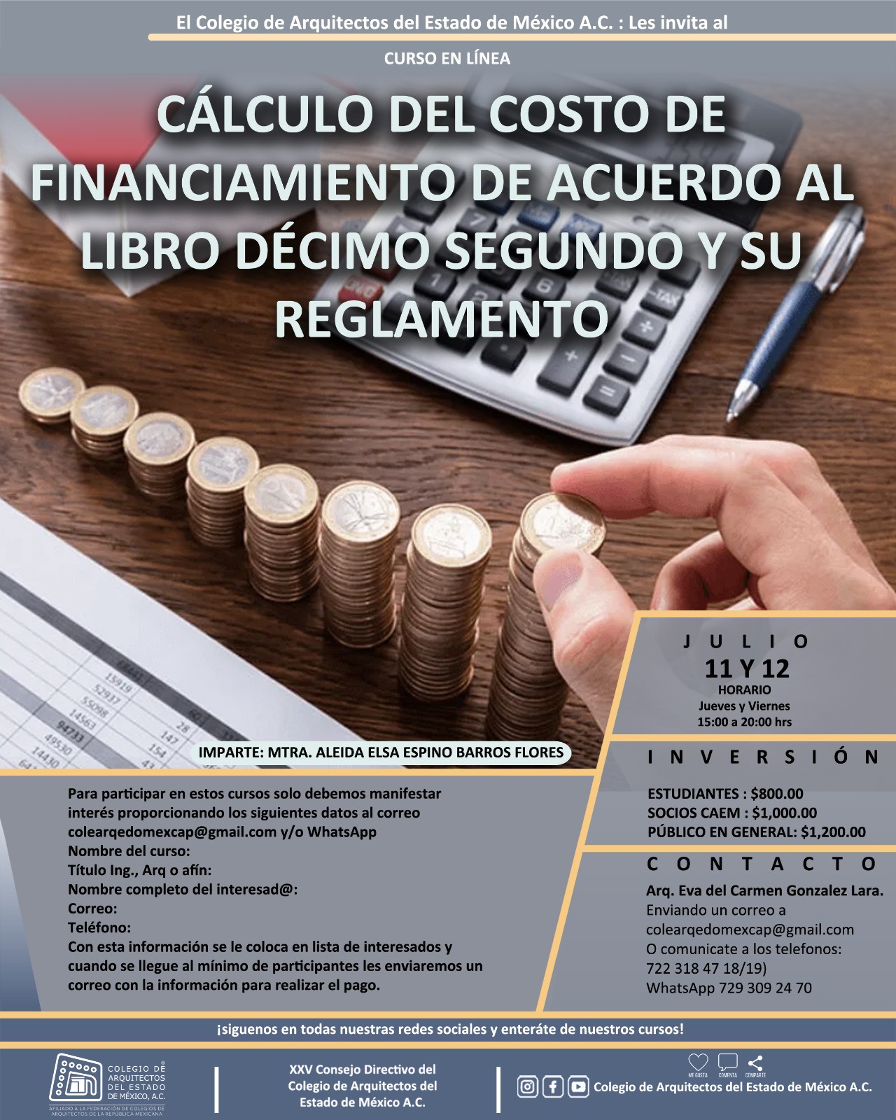 Cálculo del Costo de Financiamiento de Acuerdo al Libro Décimo Segundo y su Reglamento